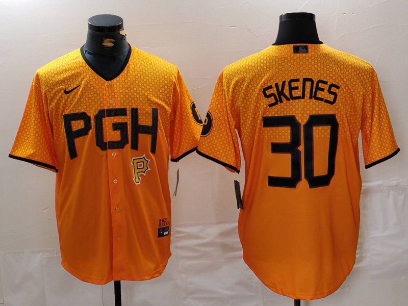 Men Pittsburgh Pirates #30 Skenes Yellow City Edition 2024 Nike MLB Jersey style 4